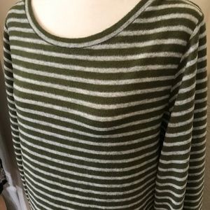 A.N.A Velour Green Gray Striped Long Sleeve NWT